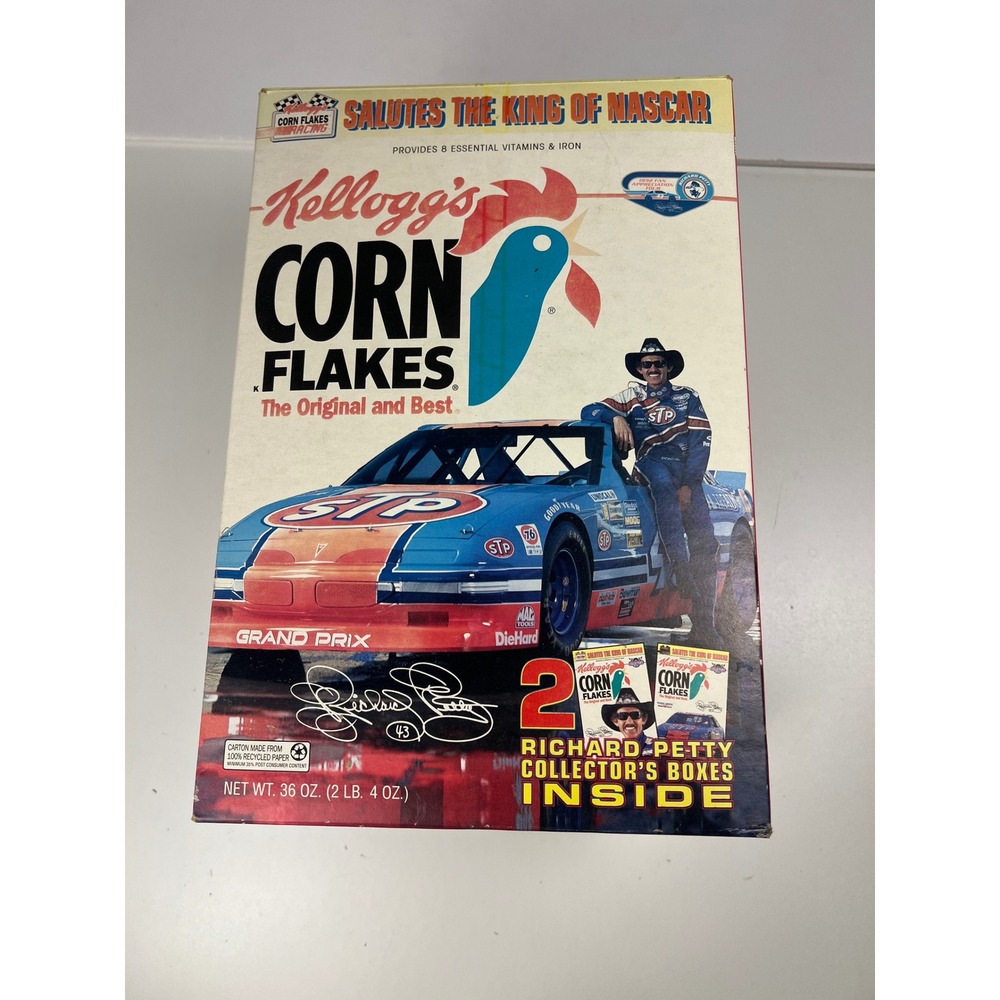 Kelloggs Corn Flakes Richard Petty Collector Box Salute King of Nascar 36 Oz‎